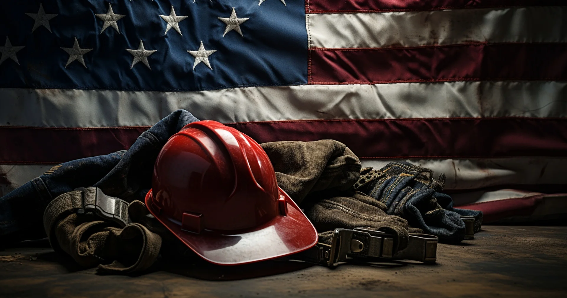 Worker hat and American theme for Labor Day.