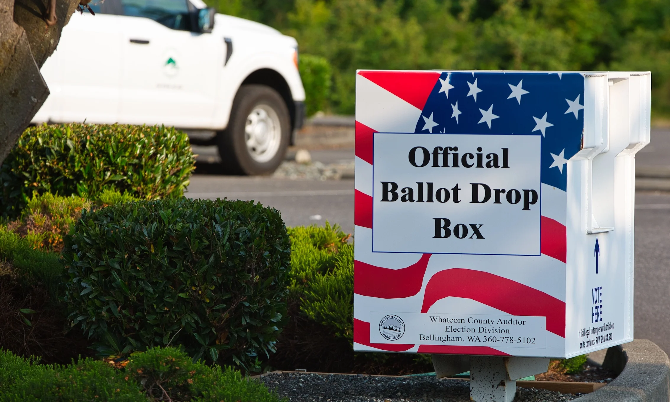 Ballot drop box in Ferndale, Washington for US elections.