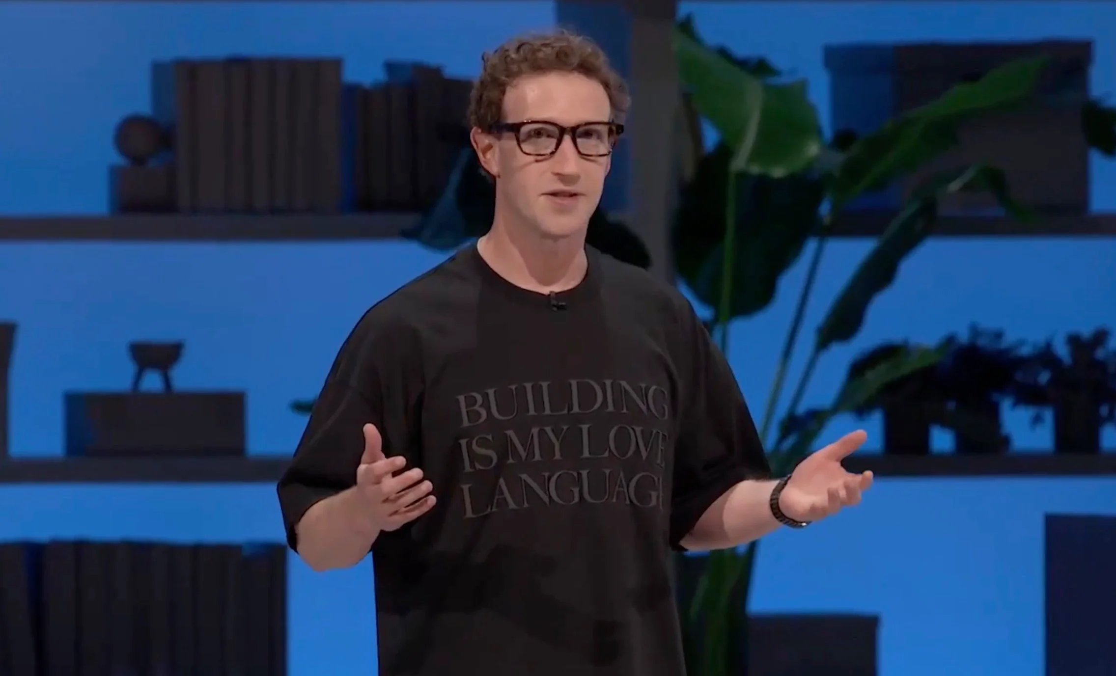 Mark Zuckerberg reveals Meta glasses during Meta Connect.