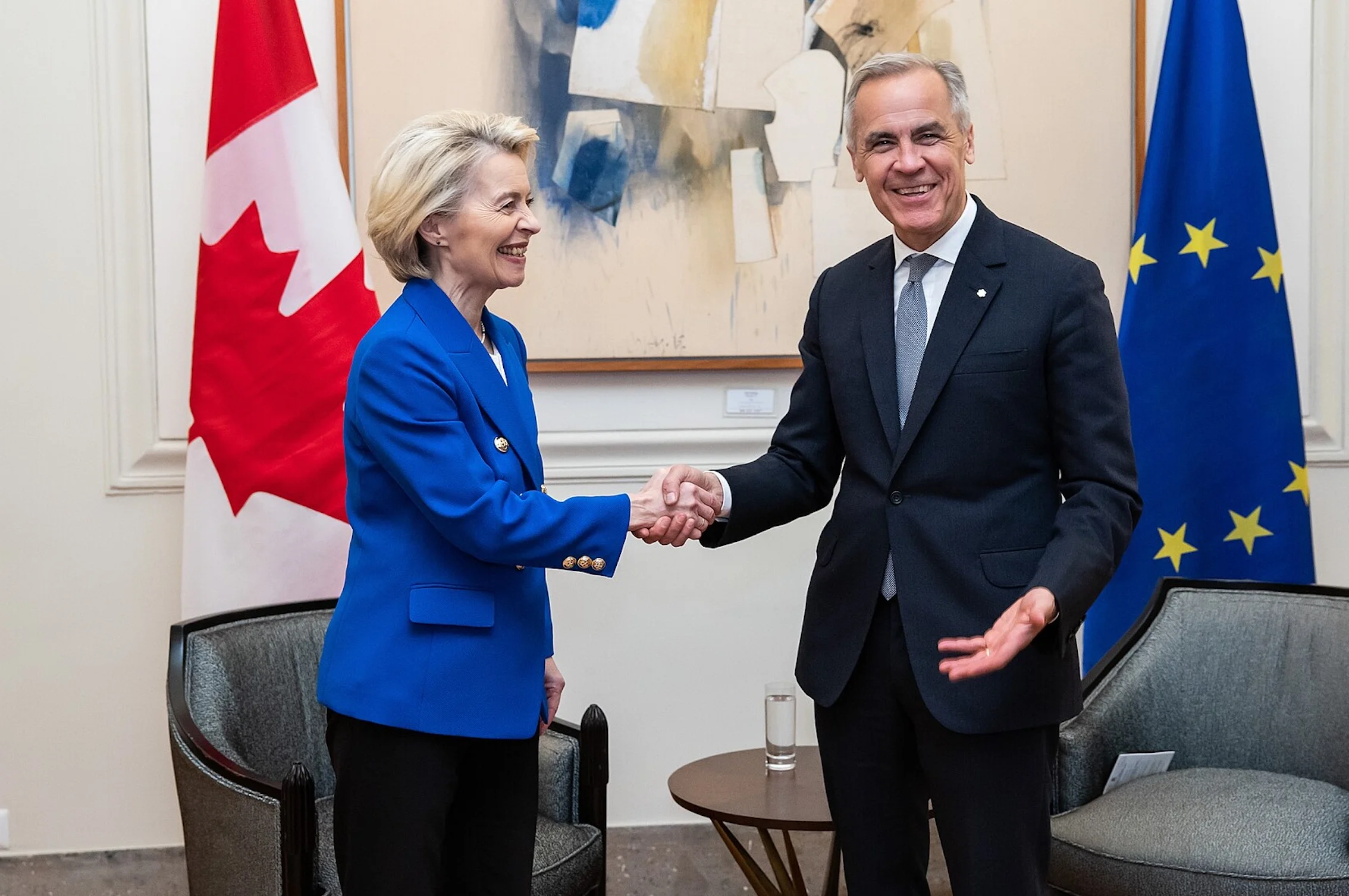 Ursula von der Leyen, President of the European Commission and Canada Prime Minister Mark Carney.